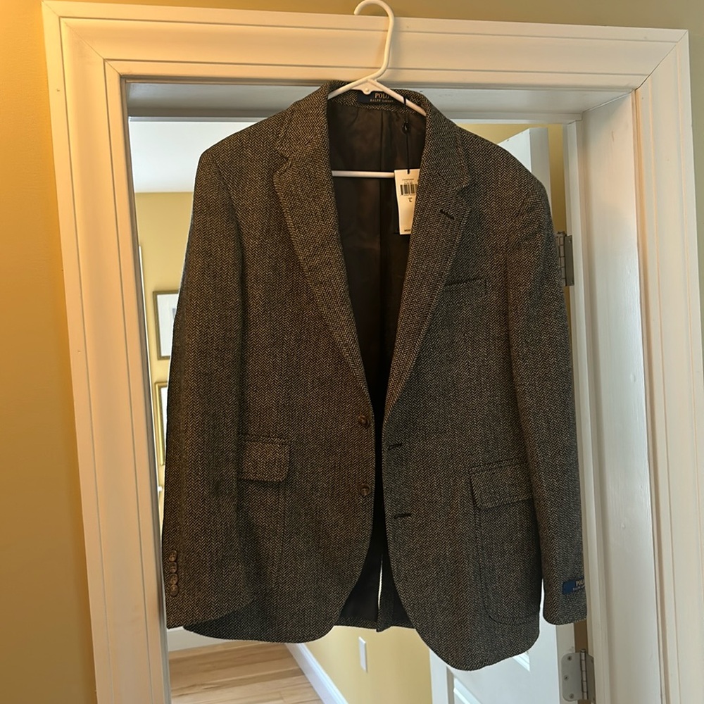 Polo Ralph Lauren men’s herringbone (black and cream) Blazer size Large